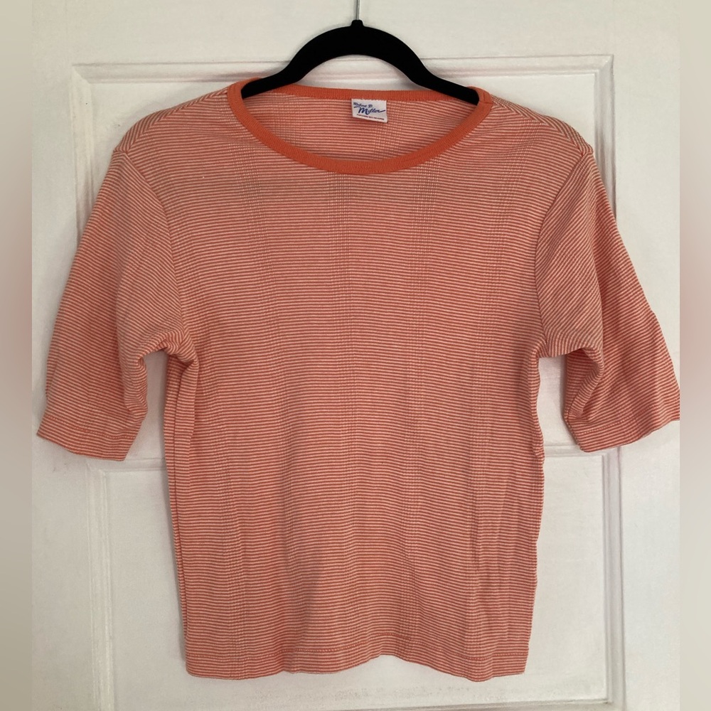 Orange and White Striped Women's Top, Robert P. Miller 100% cotton
